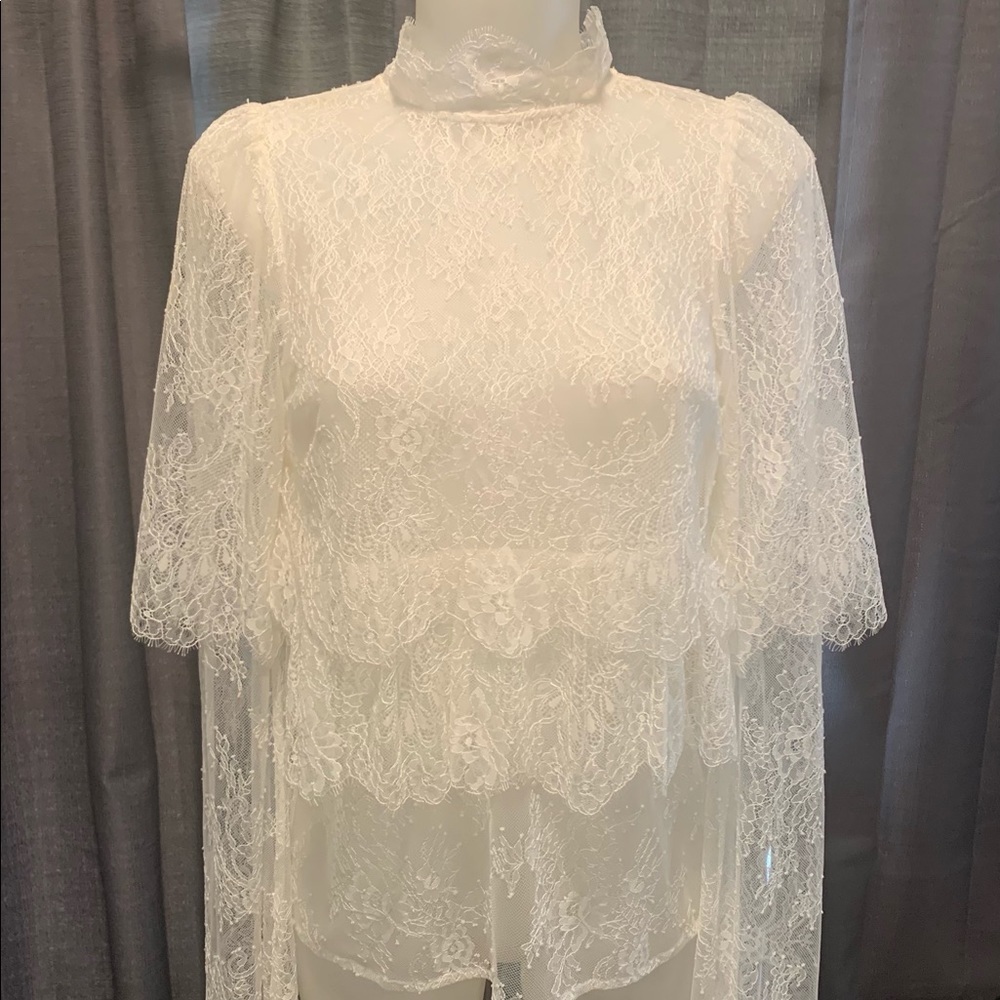 BCBG MAXAZRIA Ivory Lace Top NWT